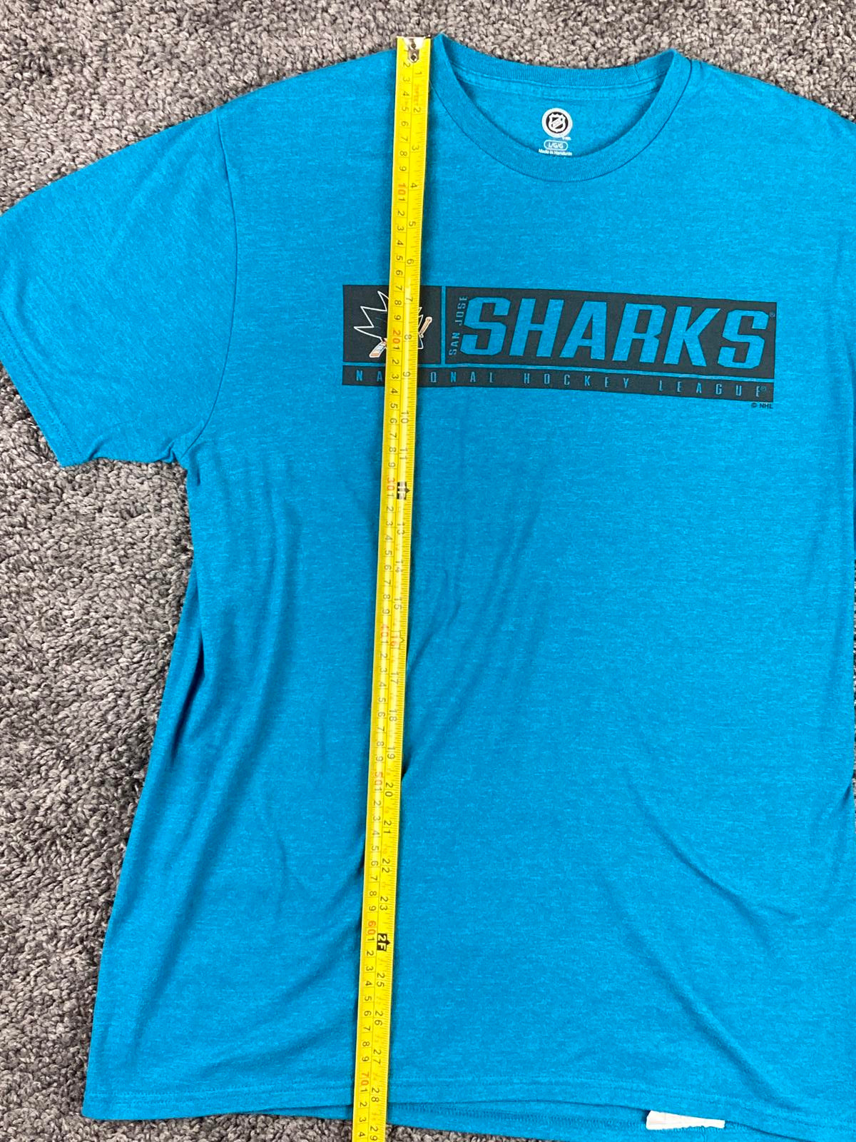 NHL San Jose Sharks Graphic T-Shirt Teal Mens Official Licensed Sz L