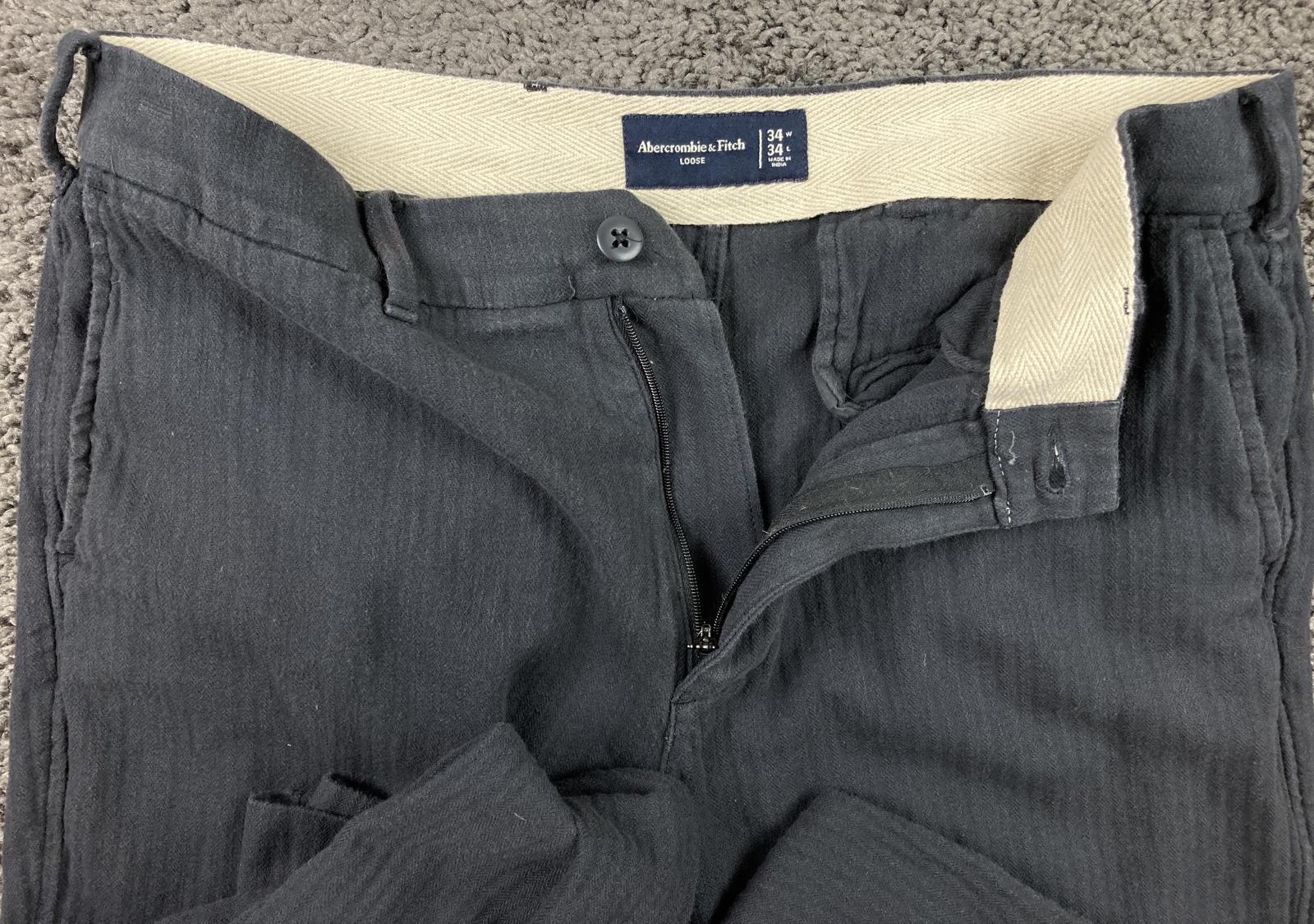 Abercrombie & Fitch Loose Fit Linen Blend Pants Mens 34x31 Black