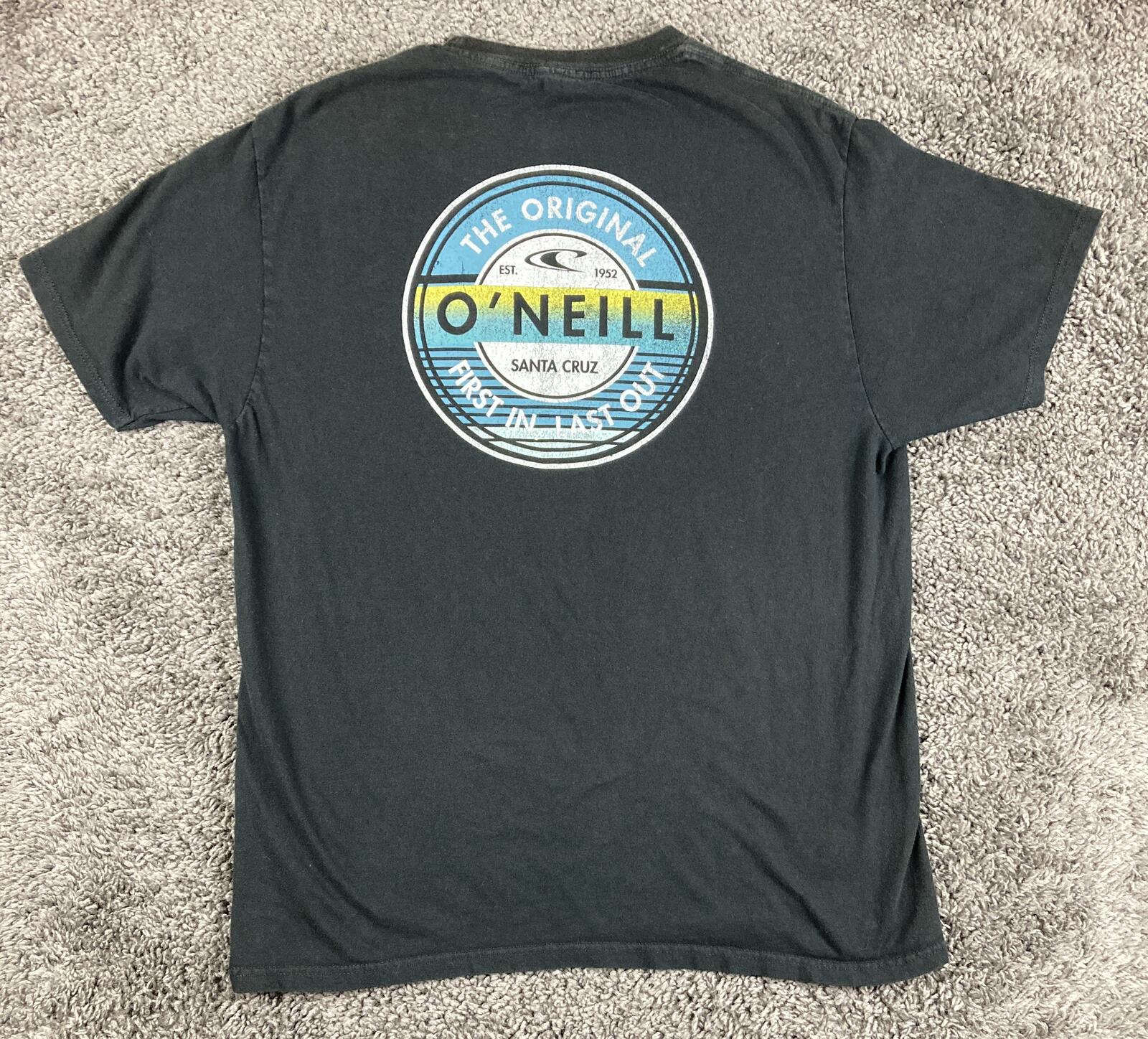 O'Neill T Shirt Mens Black Modern Fit Santa Cruz Surf Graphic Cotton Tee Sz L
