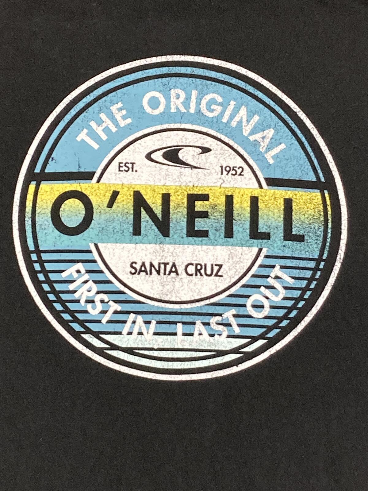 O'Neill T Shirt Mens Black Modern Fit Santa Cruz Surf Graphic Cotton Tee Sz L