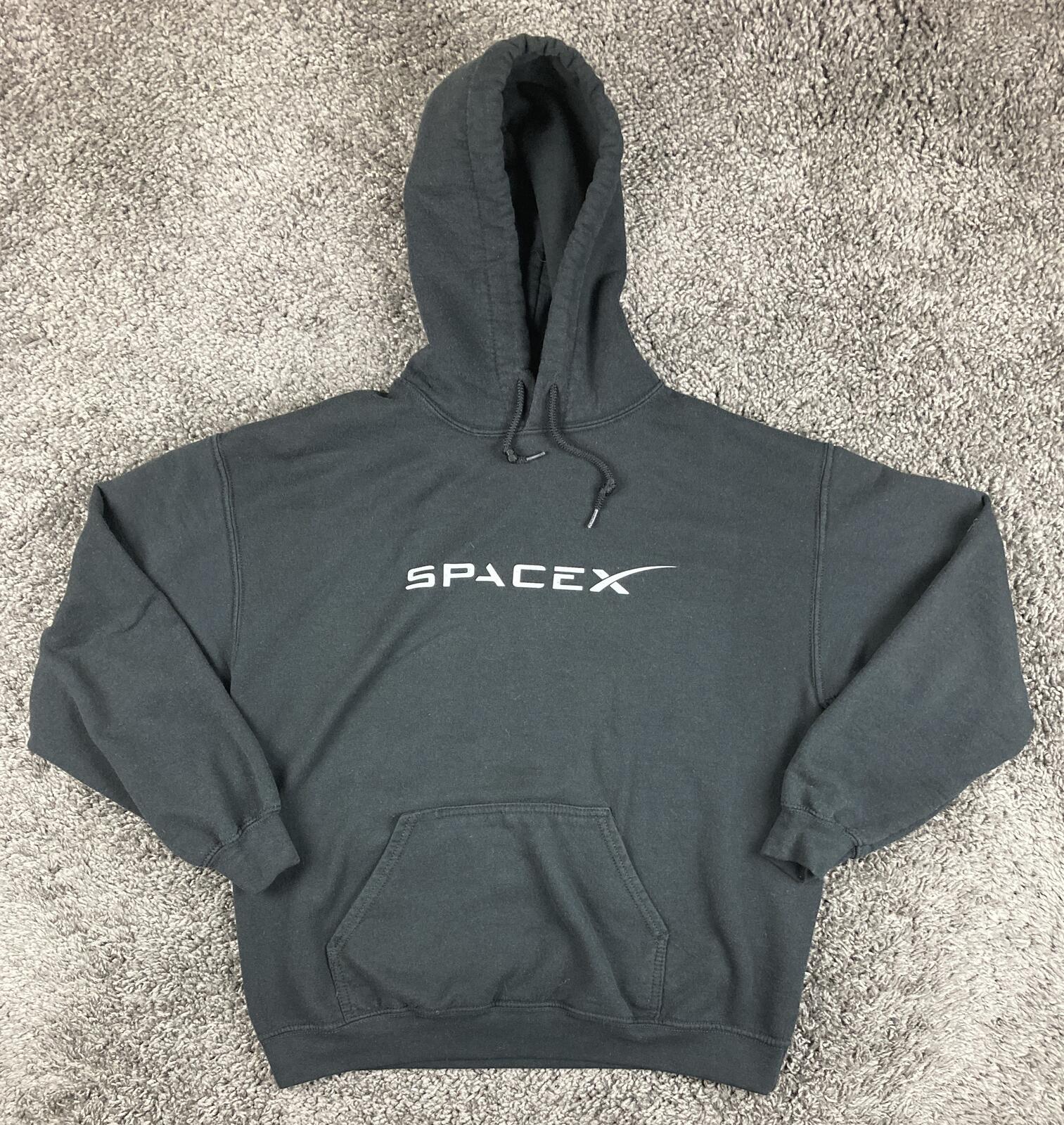 SpaceX Hoodie Black Official Elon Musk Space Program Pullover Sweatshirt M