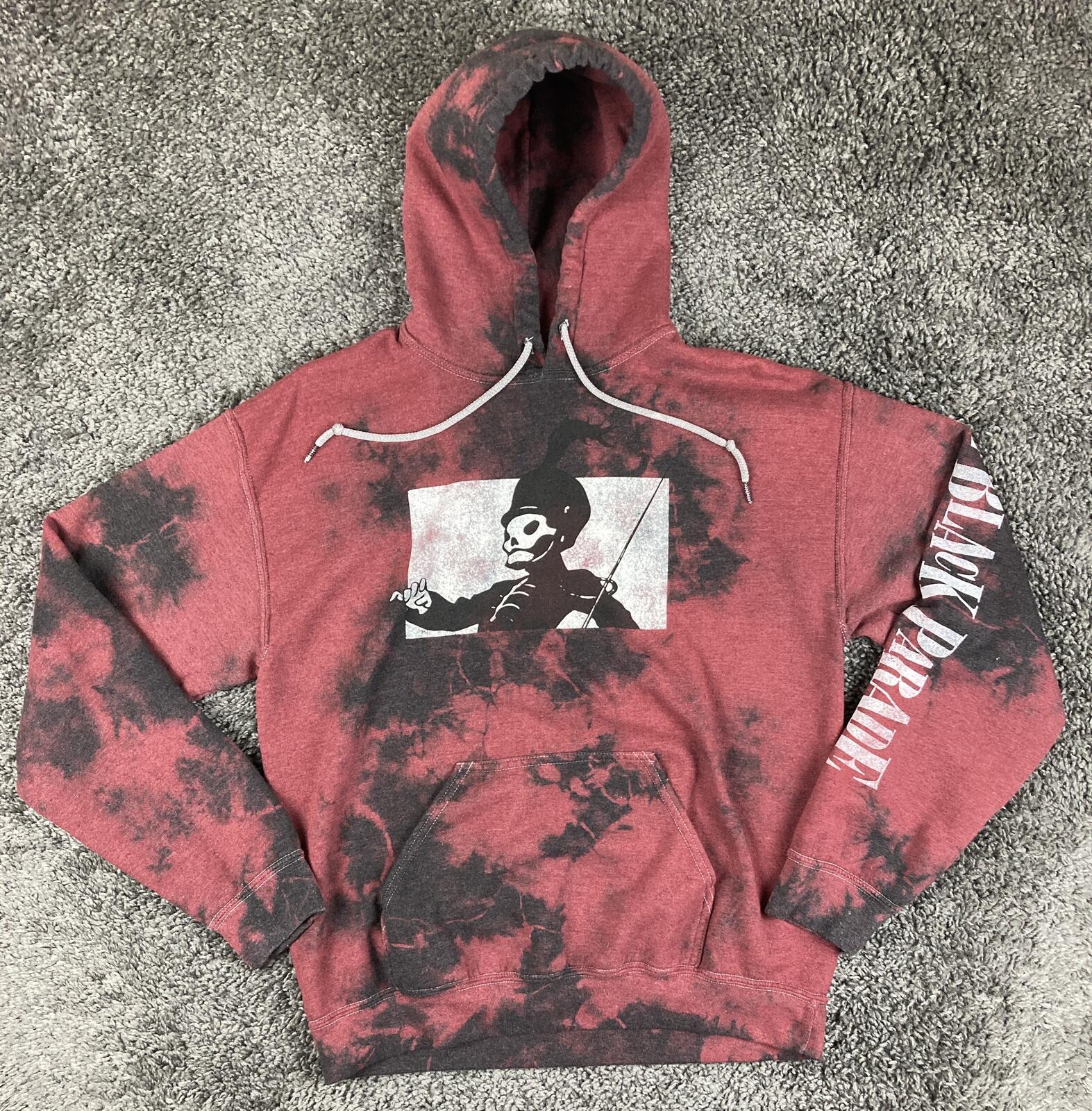 My Chemical Romance Hoodie Mens Black Parade Acid Wash Red Black Sz Medium