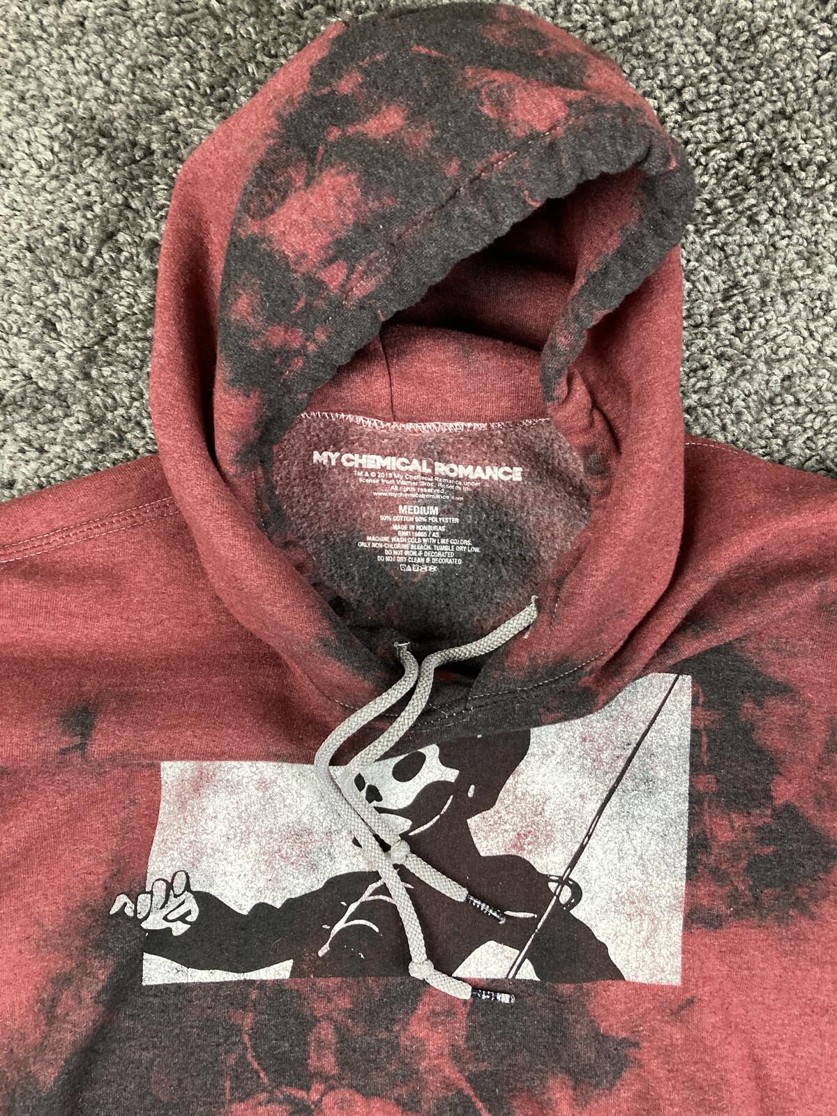My Chemical Romance Hoodie Mens Black Parade Acid Wash Red Black Sz Medium