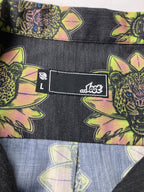 Lost Men’s Leopard Surfbooard Button Front Shirt Black Size L