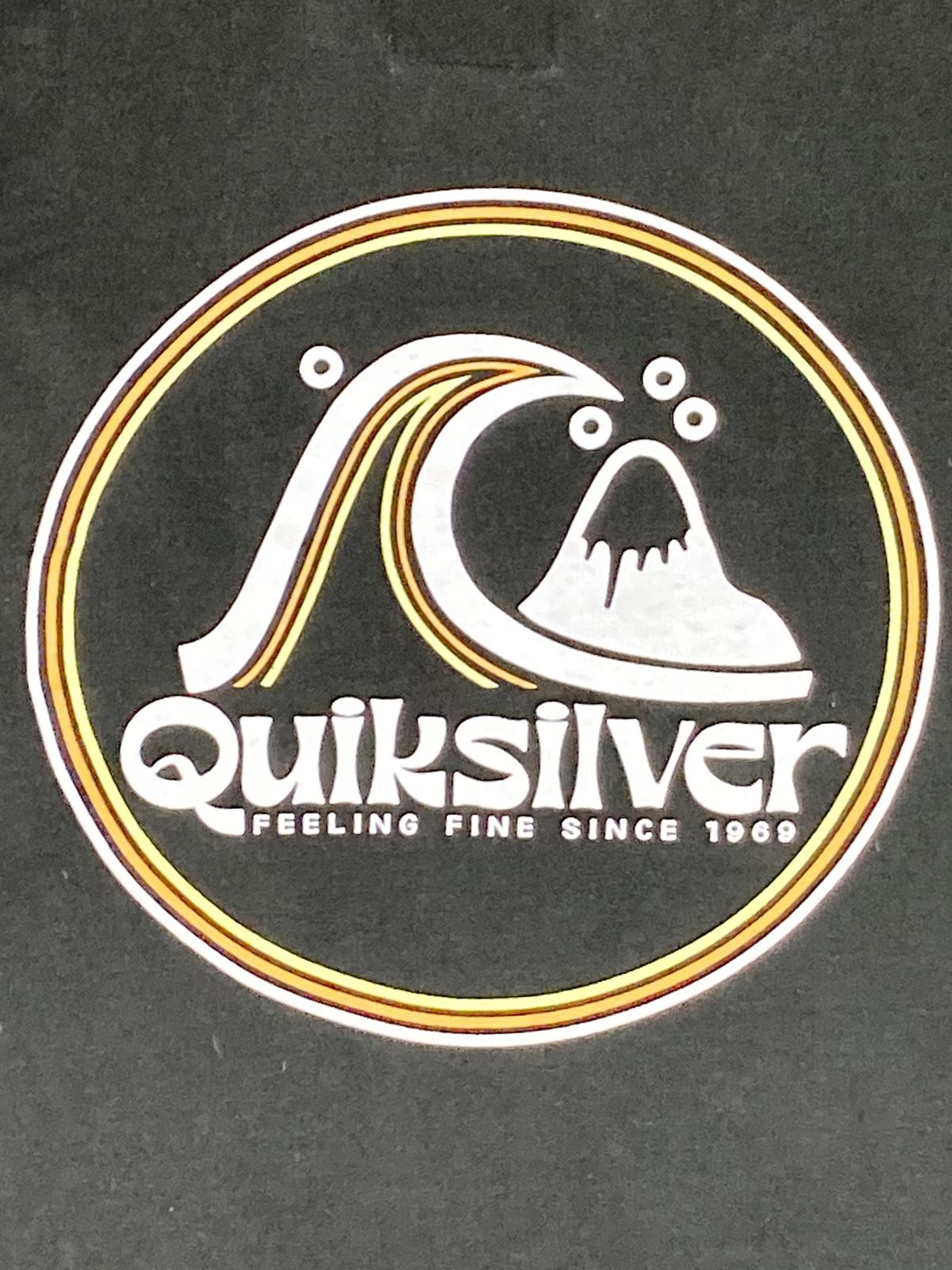 Quiksilver Rolling Circle Hoodie Men’s  Black Surf Logo Pullover Sz L