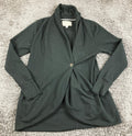 Lucky Brand Black Terry Knit Cardigan Sweater Shawl Collar Pockets Women's Sz M