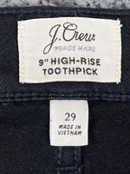J.Crew 9in High Rise Toothpick Skinny Jeans Women's Black Stretch Sz 29