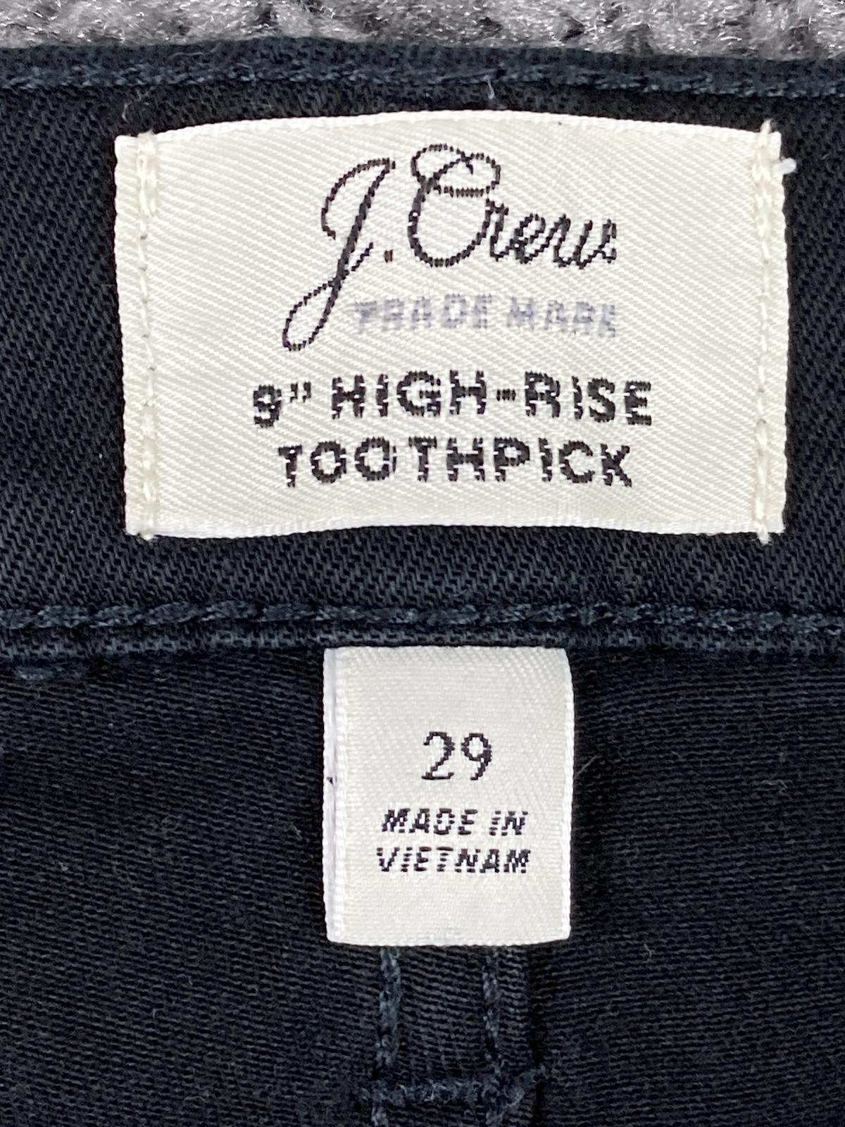 J.Crew 9in High Rise Toothpick Skinny Jeans Women's Black Stretch Sz 29