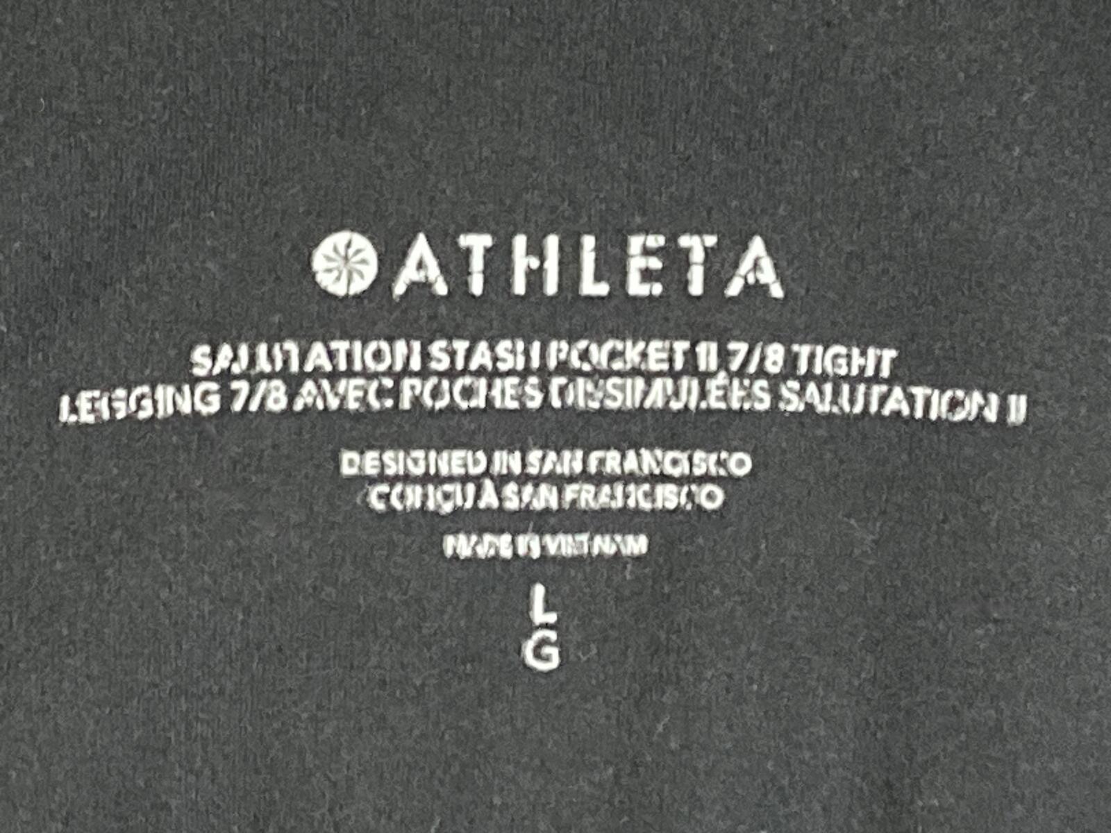 Athleta Salutation Stash Pocket II 7/8 Tight Women's Black Leggings Sz Large