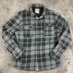 Voyager Sherpa Lined Shirt Jacket Men's Gray Black Plaid Shacket Sz Large
