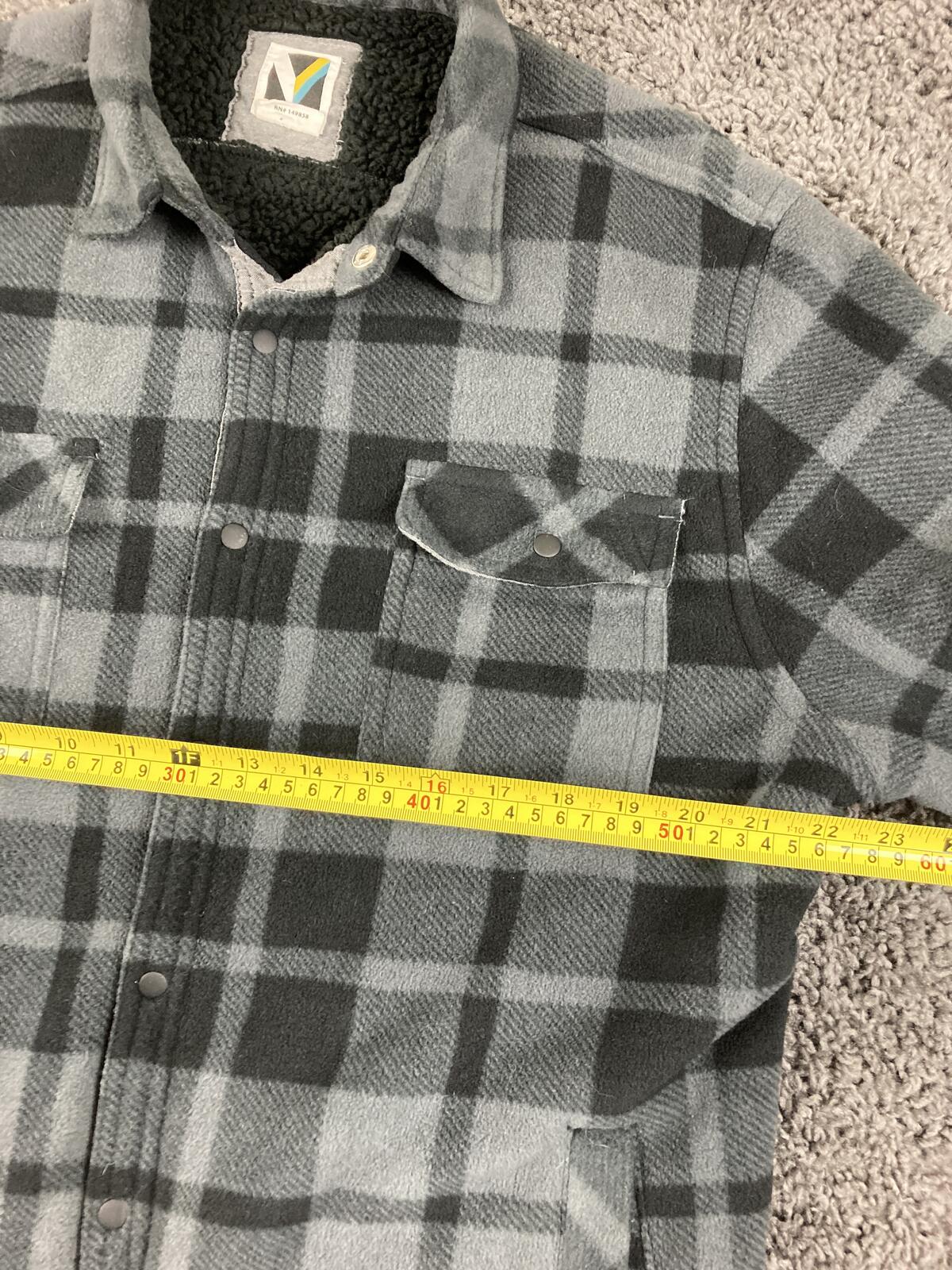 Voyager Sherpa Lined Shirt Jacket Men's Gray Black Plaid Shacket Sz Large