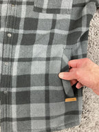 Voyager Sherpa Lined Shirt Jacket Men's Gray Black Plaid Shacket Sz Large