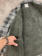 Voyager Sherpa Lined Shirt Jacket Men's Gray Black Plaid Shacket Sz Large