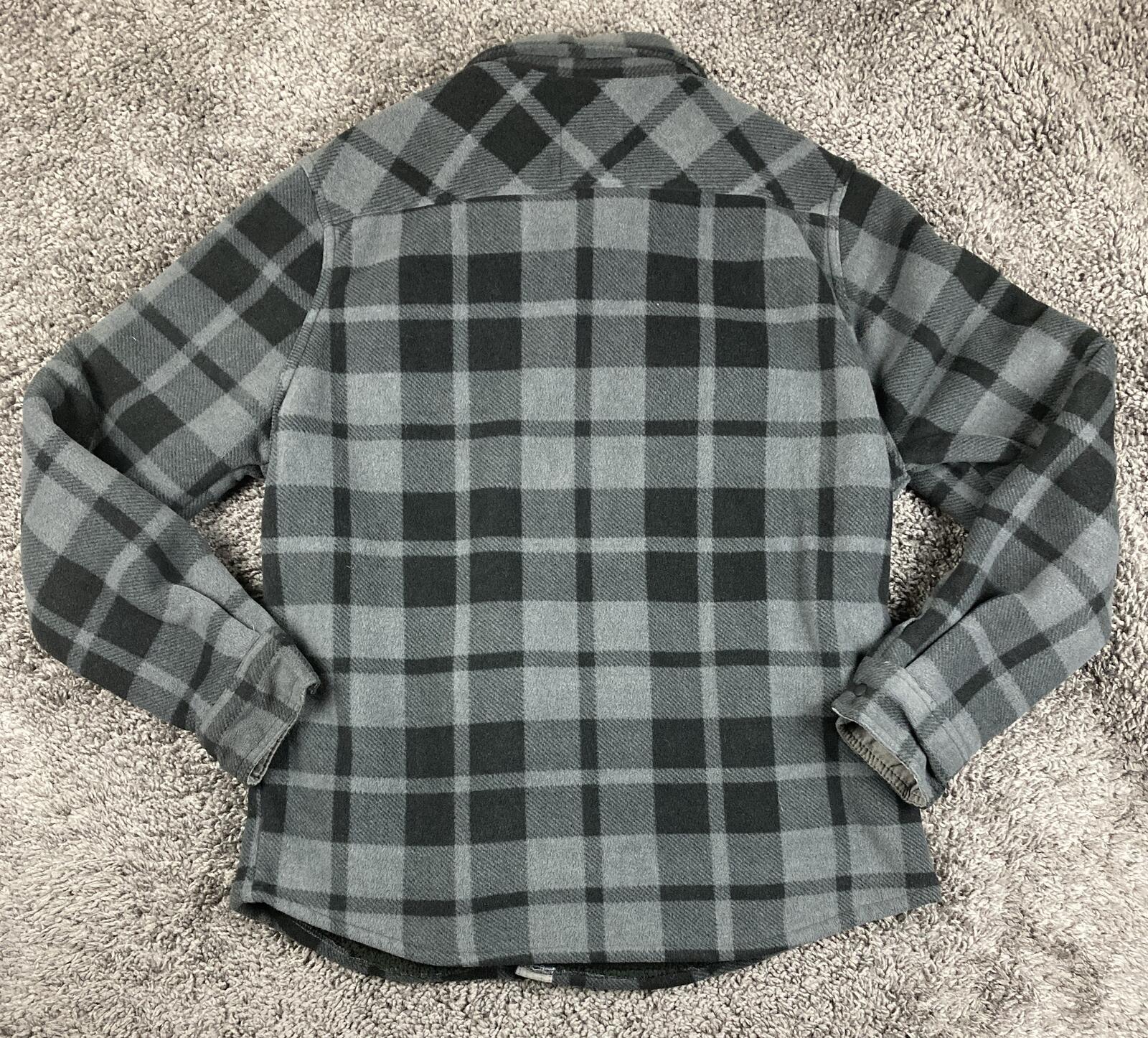 Voyager Sherpa Lined Shirt Jacket Men's Gray Black Plaid Shacket Sz Large