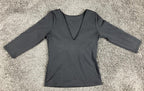 BlackMilk Matte Black V Neck 3/4 Sleeve Top Internal Shelf Bra Australia  Sz M
