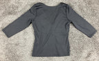 BlackMilk Matte Black V Neck 3/4 Sleeve Top Internal Shelf Bra Australia  Sz M