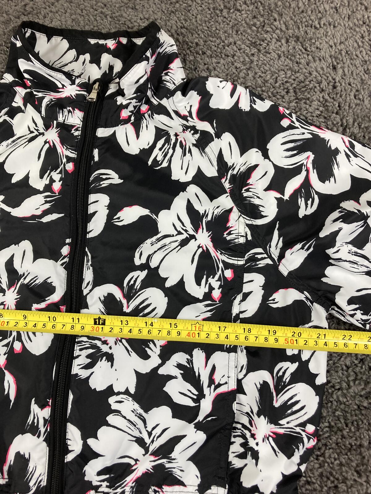 Lauren Ralph Lauren Active Floral Windbreaker Jacket Black White Pink Women's L