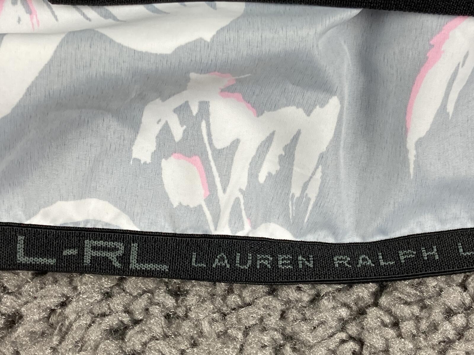 Lauren Ralph Lauren Active Floral Windbreaker Jacket Black White Pink Women's L