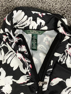 Lauren Ralph Lauren Active Floral Windbreaker Jacket Black White Pink Women's L