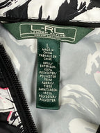 Lauren Ralph Lauren Active Floral Windbreaker Jacket Black White Pink Women's L