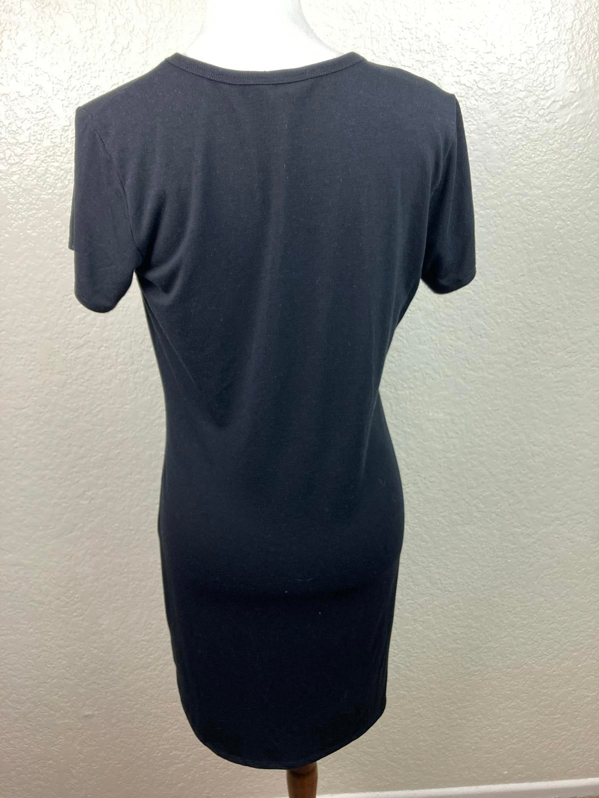 GUESS Los Angeles Triangle Logo Women's Black Shirt Dress Red Metallic Size L