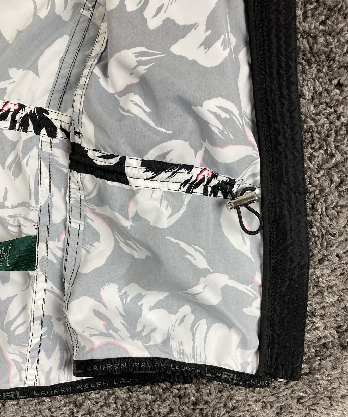 Lauren Ralph Lauren Active Floral Windbreaker Jacket Black White Pink Women's L