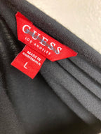 GUESS Los Angeles Triangle Logo Women's Black Shirt Dress Red Metallic Size L
