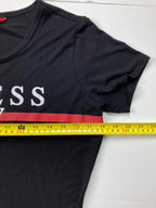GUESS Los Angeles Triangle Logo Women's Black Shirt Dress Red Metallic Size L