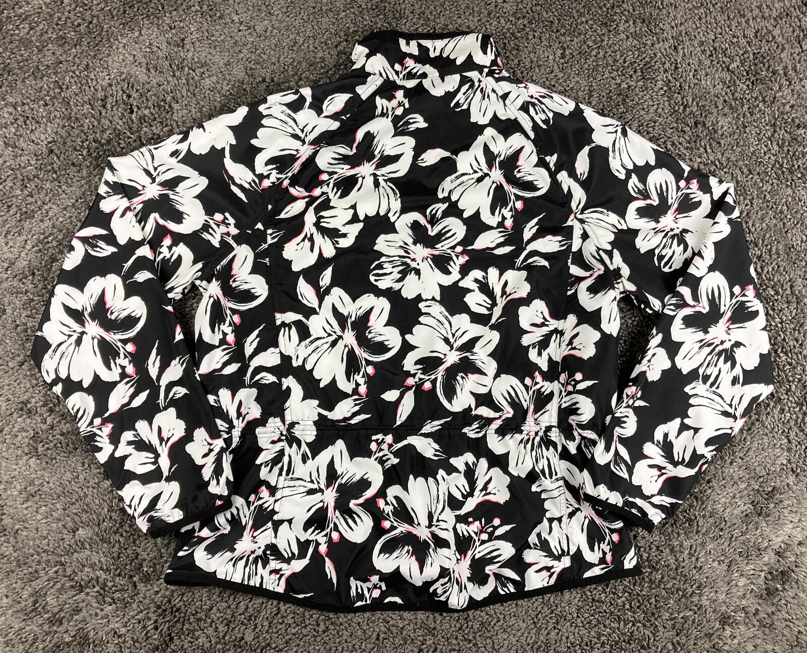 Lauren Ralph Lauren Active Floral Windbreaker Jacket Black White Pink Women's L