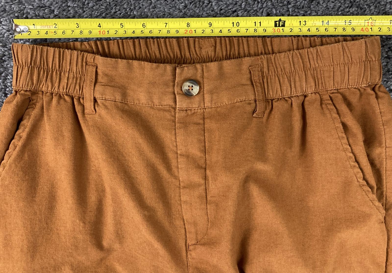 American Eagle Linen Blend Lined Pants Womens Rust Orange Elastic Waist Sz L