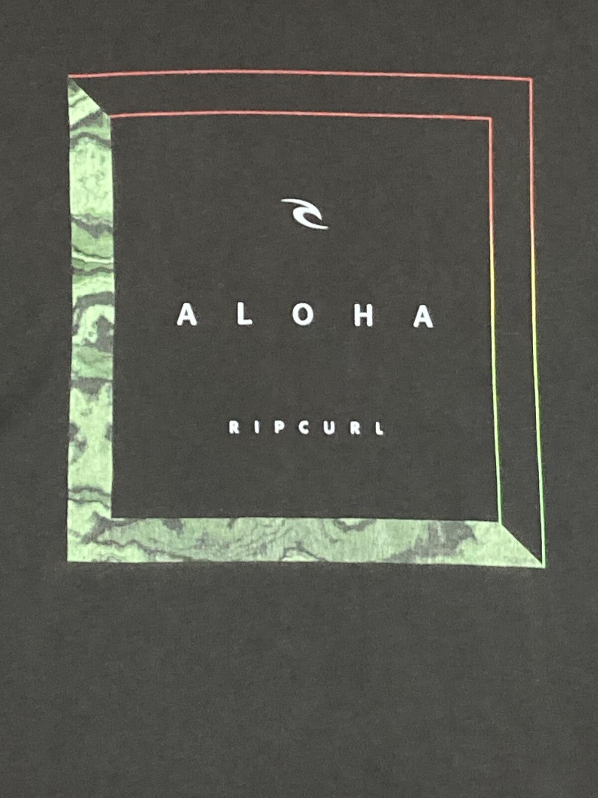 Rip Curl T-Shirt Men's Black Aloha Graphic Cotton Surf Beach Sz Large
