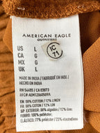 American Eagle Linen Blend Lined Pants Womens Rust Orange Elastic Waist Sz L