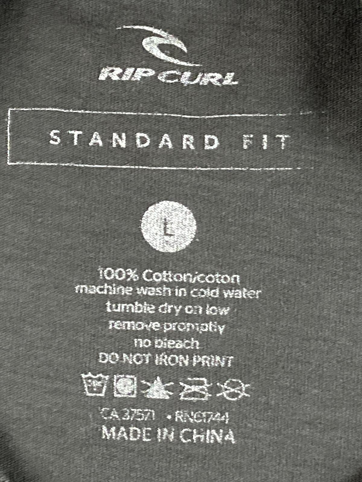 Rip Curl T-Shirt Men's Black Aloha Graphic Cotton Surf Beach Sz Large