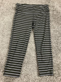 Athleta Chaturanga Striped Capri Leggings Grey Gray Stripes Yoga Crop Sz Medium