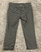 Athleta Chaturanga Striped Capri Leggings Grey Gray Stripes Yoga Crop Sz Medium