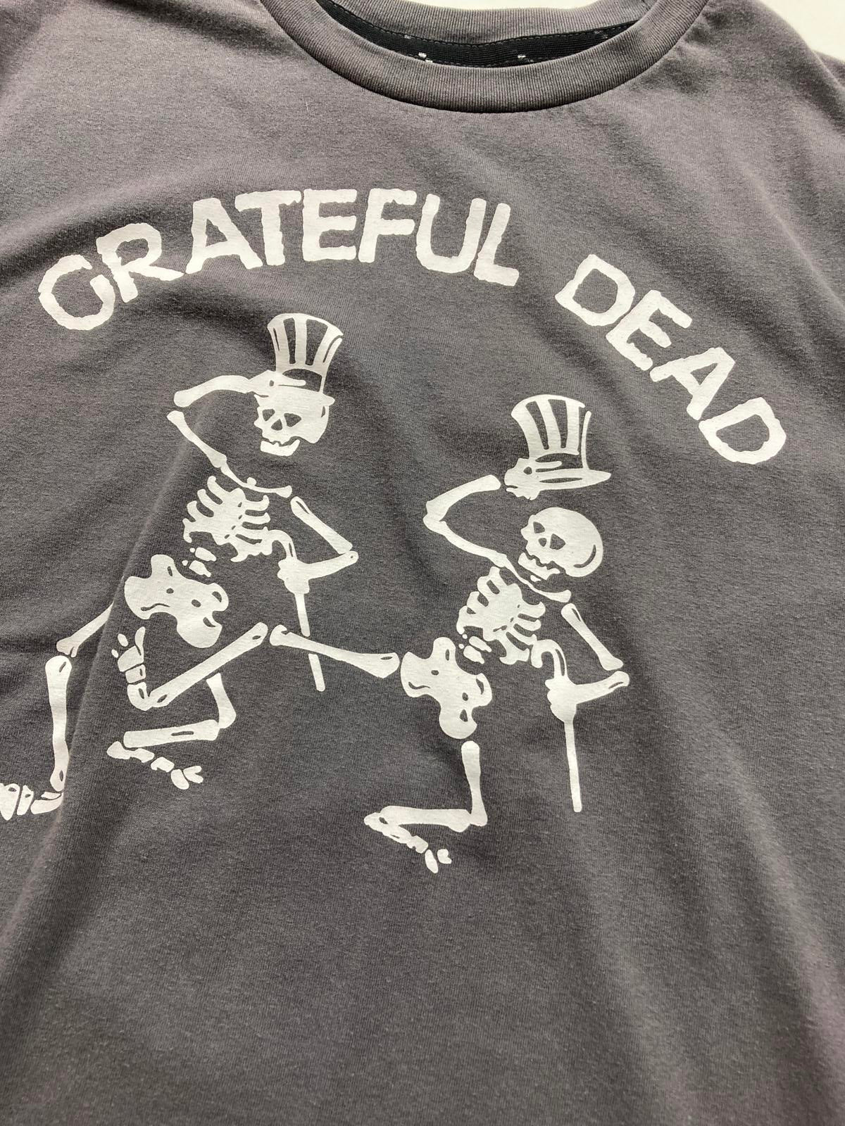 Grateful Dead Dancing Skeletons Top Hat Graphic T-Shirt Youth Size L 12-14 Gray