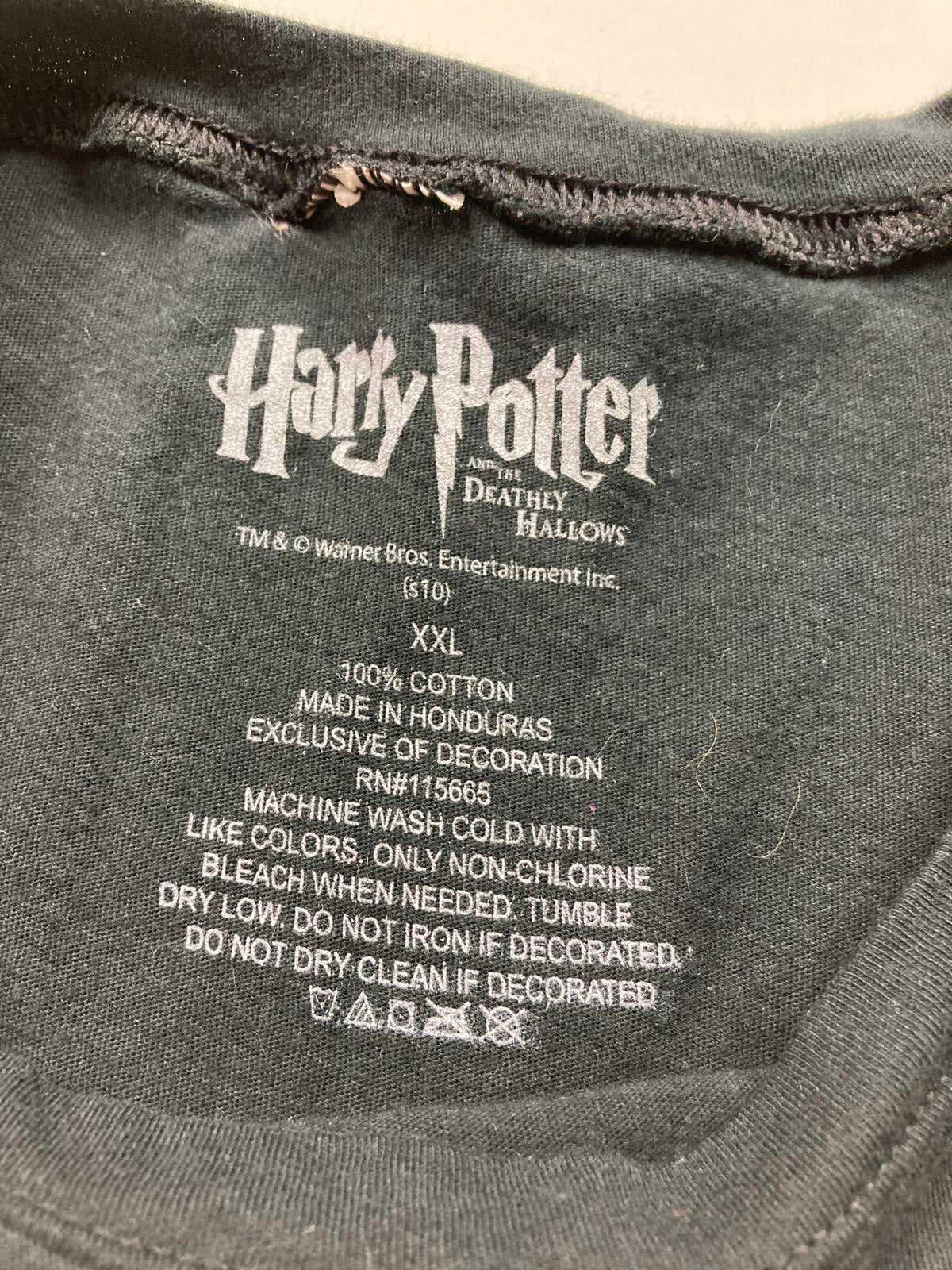 Harry Potter Deathly Hallows Graphic T-Shirt Youth Sz XXL Black Warner Bros Tee