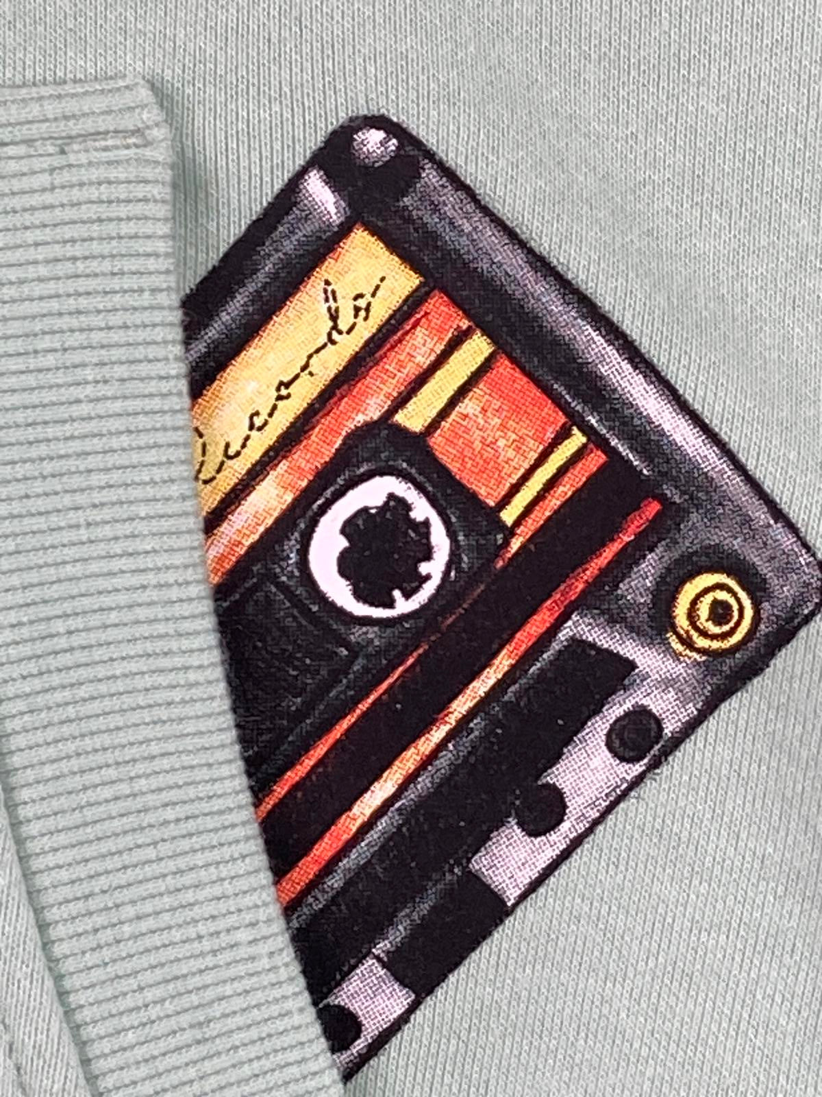 Scotch & Soda Hoodie Youth Mint Green Cassette Tape Graphic Pullover Sz L 14/16