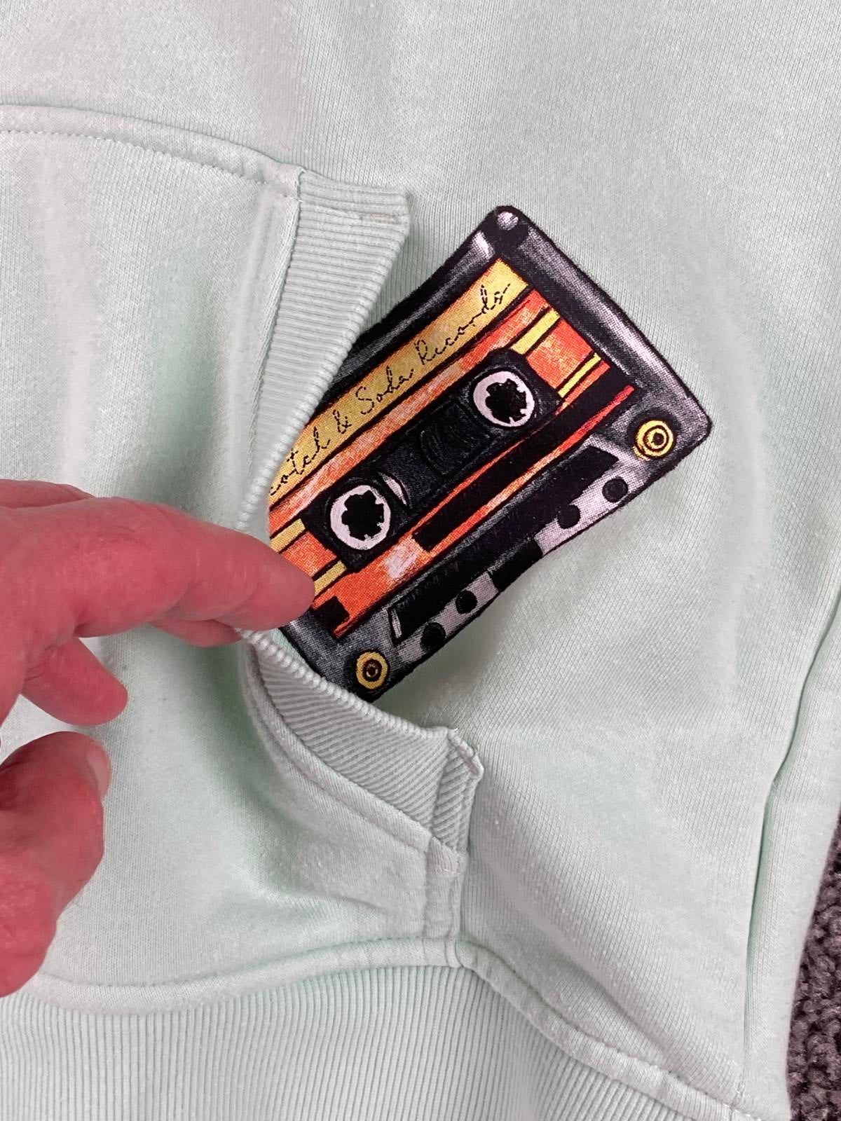 Scotch & Soda Hoodie Youth Mint Green Cassette Tape Graphic Pullover Sz L 14/16
