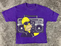 The Simpsons Homer Boombox Graphic T Shirt Purple Unisex Sz XS