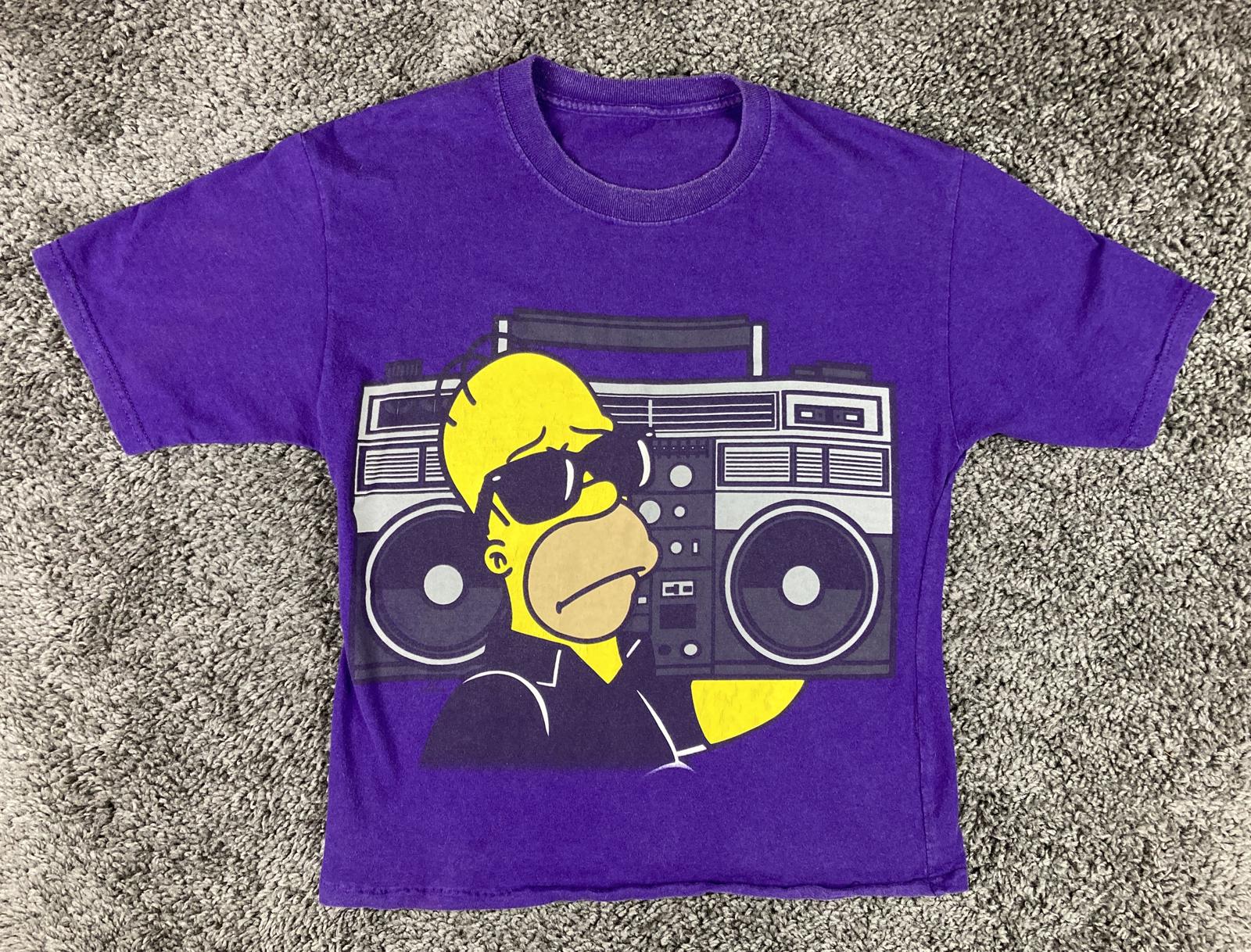 The Simpsons Homer Boombox Graphic T Shirt Purple Unisex Sz XS