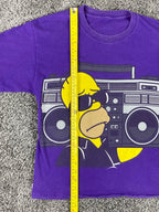 The Simpsons Homer Boombox Graphic T Shirt Purple Unisex Sz XS