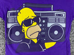 The Simpsons Homer Boombox Graphic T Shirt Purple Unisex Sz XS
