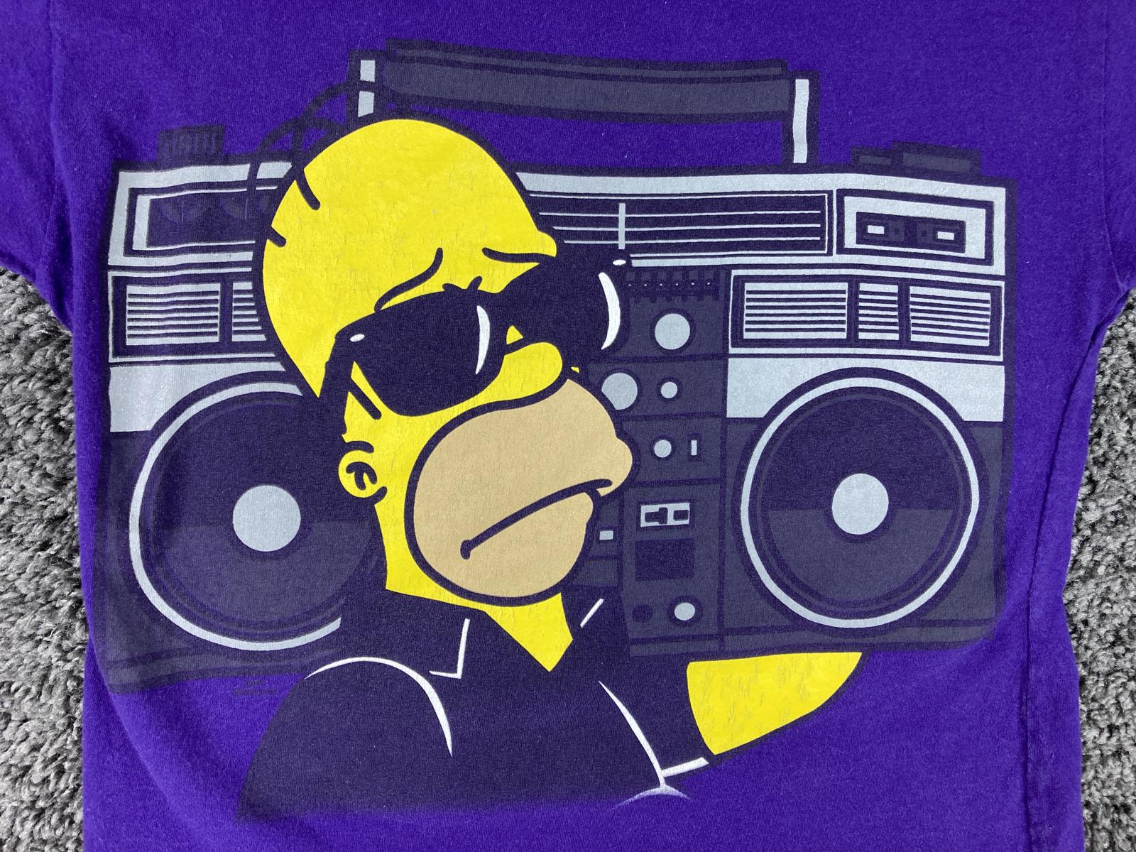 The Simpsons Homer Boombox Graphic T Shirt Purple Unisex Sz XS