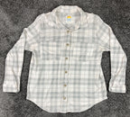 C&C California Plaid Button Up Shirt Womens White Gray Long Sleeve  Size M