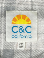 C&C California Plaid Button Up Shirt Womens White Gray Long Sleeve  Size M