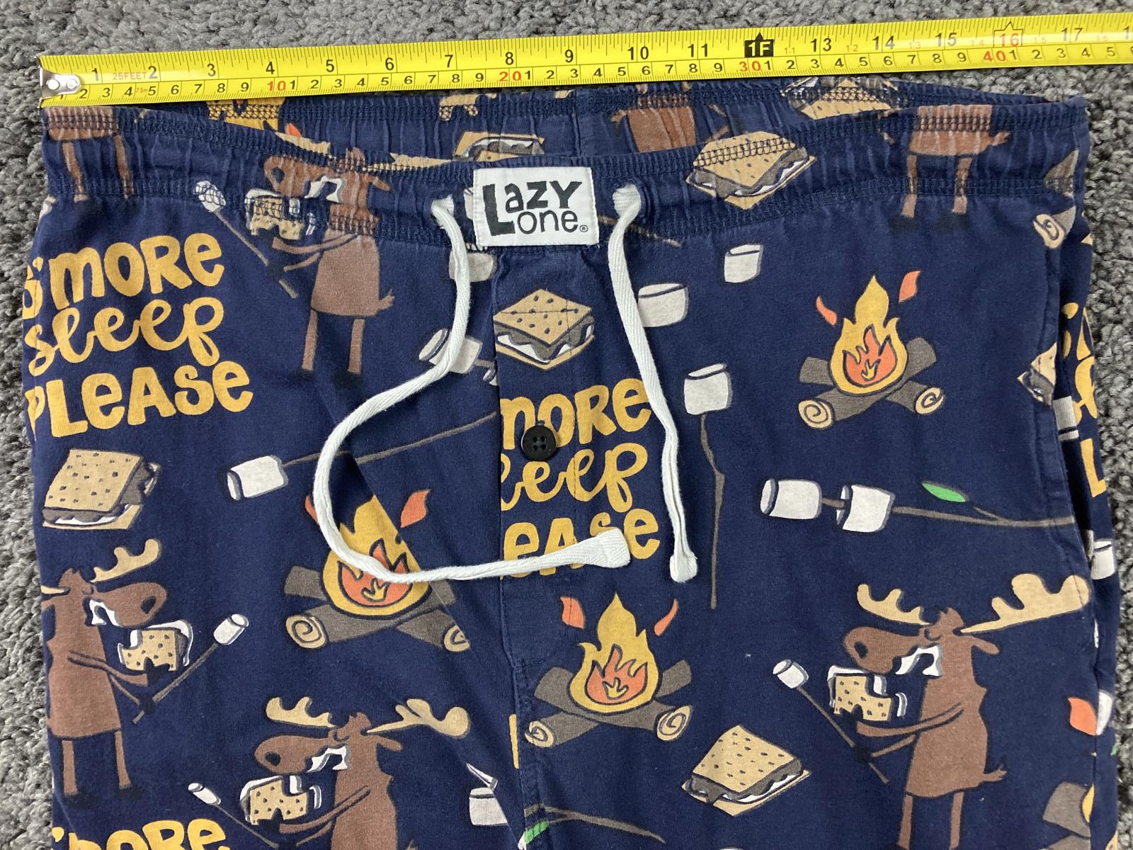 LazyOne Men’s XS Pajama Pants Navy S’more Sleep Please Camping 100% Cotton