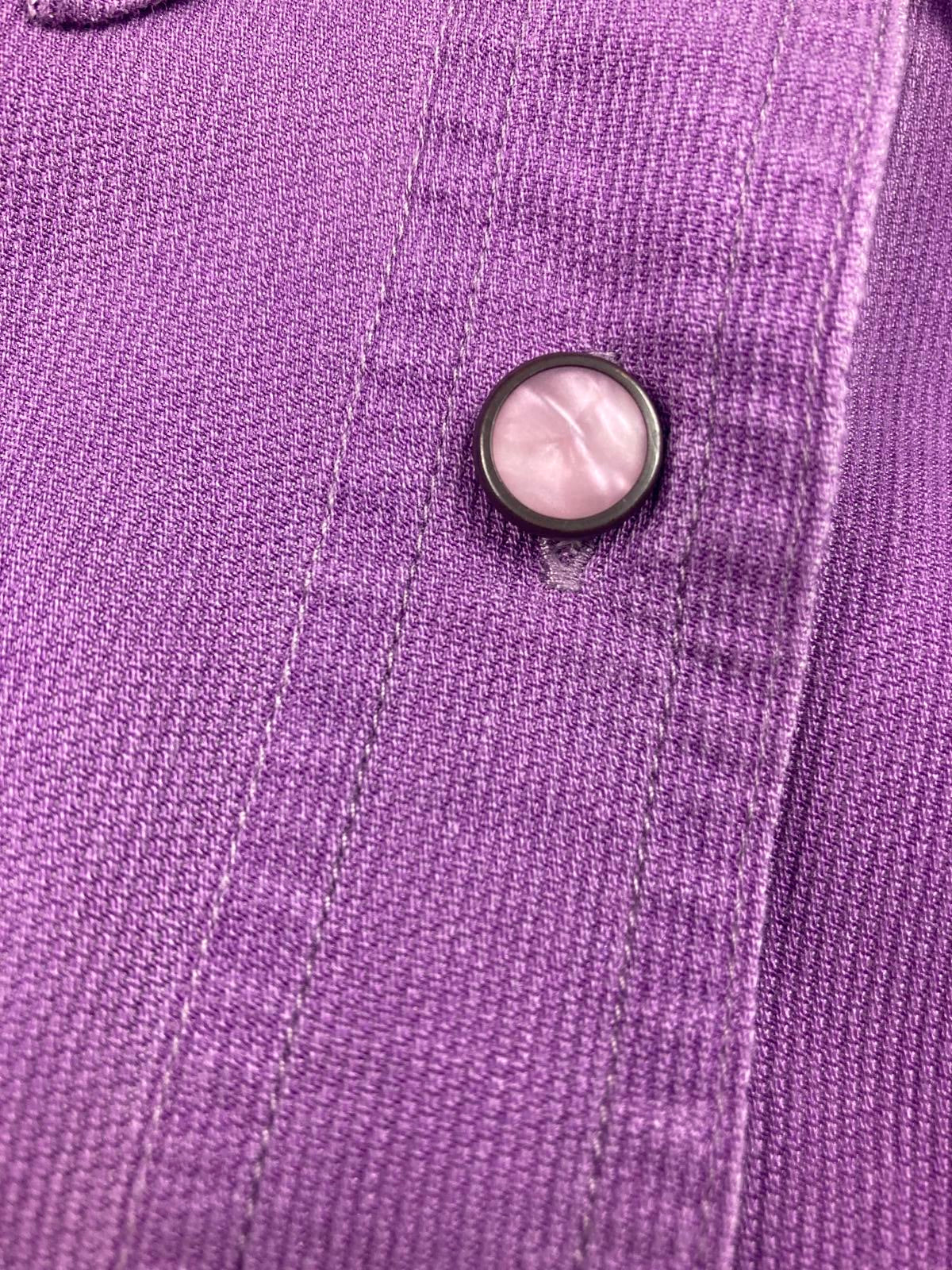 Sigrid Olsen Sport Women Pearl Snap Button Shirt Purple Long Sleeve Size M