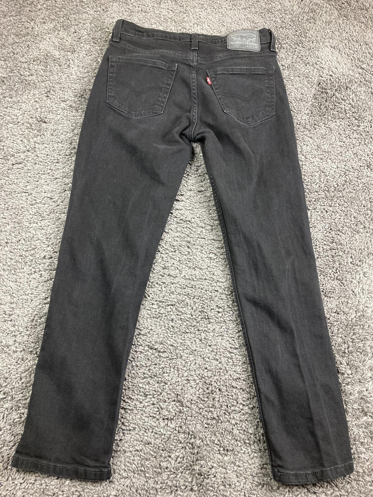 Levis 511 Slim Fit Jeans Mens 32x30 Faded Black Denim Pants Stretch