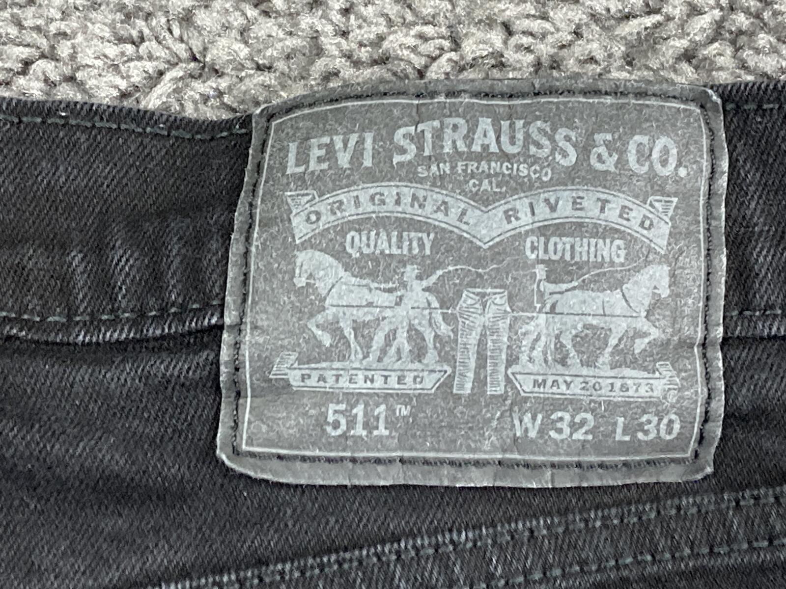Levis 511 Slim Fit Jeans Mens 32x30 Faded Black Denim Pants Stretch